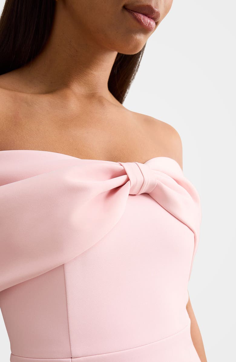 Ever New Scottie Off the Shoulder Bow Minidress, Alternate, color, Pretty Pink