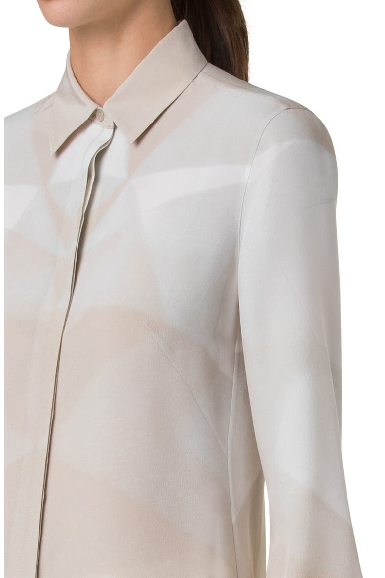 Chiaroscuro Print Silk Crepe Button-Up Shirt, Alternate, color, GREIGE