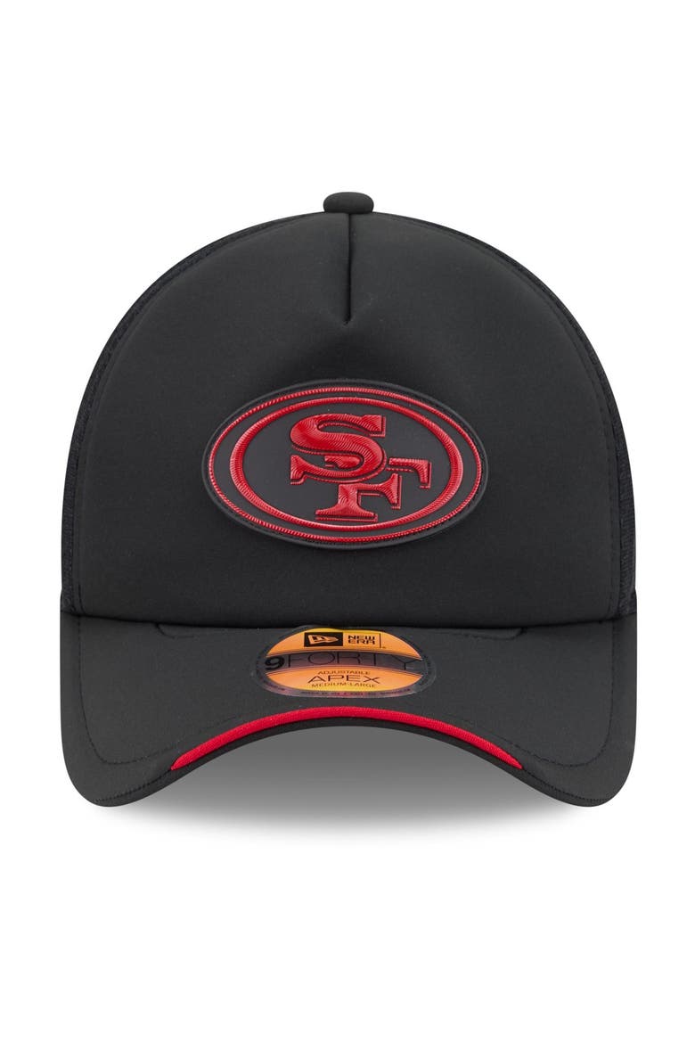 Men's New Era Black San Francisco 49ers 2026 Sideline Apex 9FORTY Adjustable Trucker Hat, Alternate, color, Black
