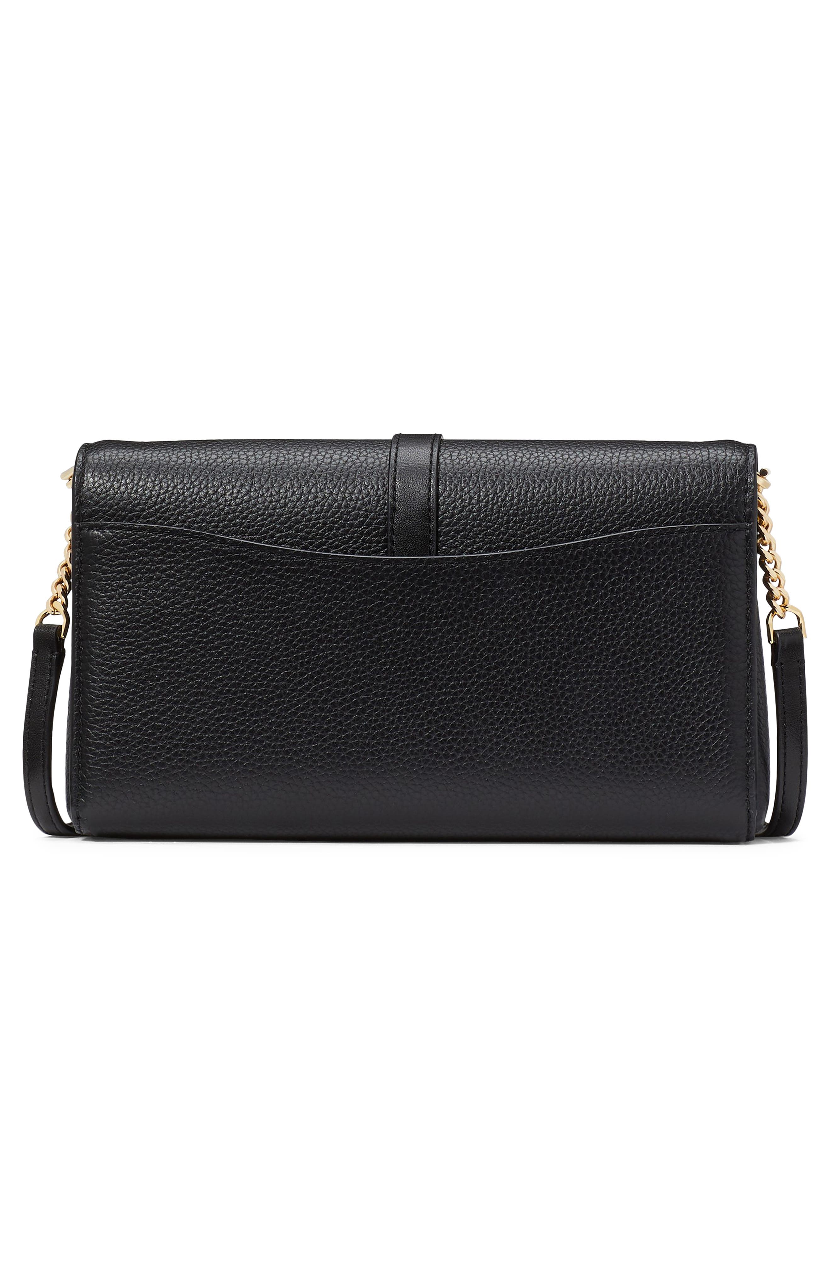 knott pebble leather crossbody wallet, Alternate, color, BLACK