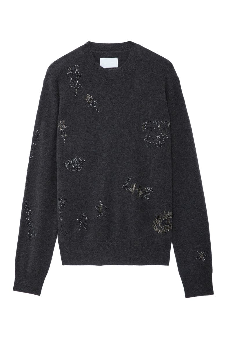 Bead Detail Cashmere Sweater, Alternate, color, KAKI SLATE