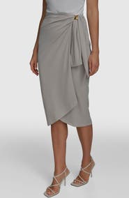 Donna Karan New York Gathered Waist Faux Wrap Skirt