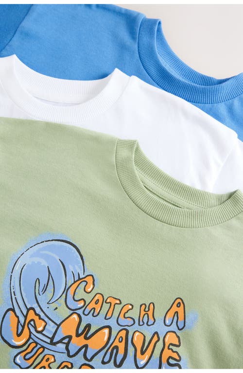 Next Kids' Assorted 3-pack Cotton Graphic T-shirts In Blue