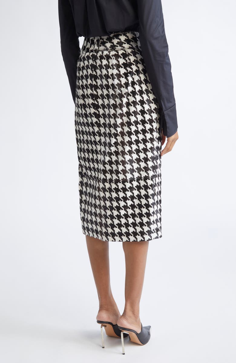 LaQuan Smith Houndstooth Tailored Genuine Calf Hair Skirt, Alternate, color, Black/ White