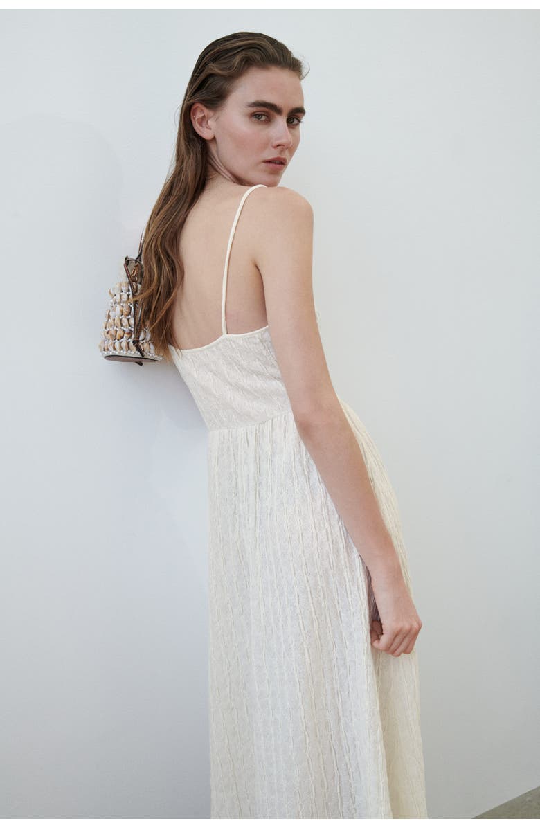 H&M Crinkled Strappy Dress, Alternate, color, Cream