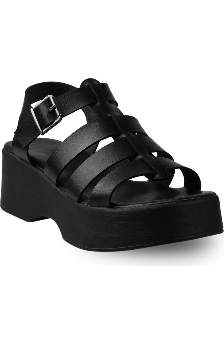 ROCK AND CANDY Caged Platform Sandal, Main, color, Black Faux