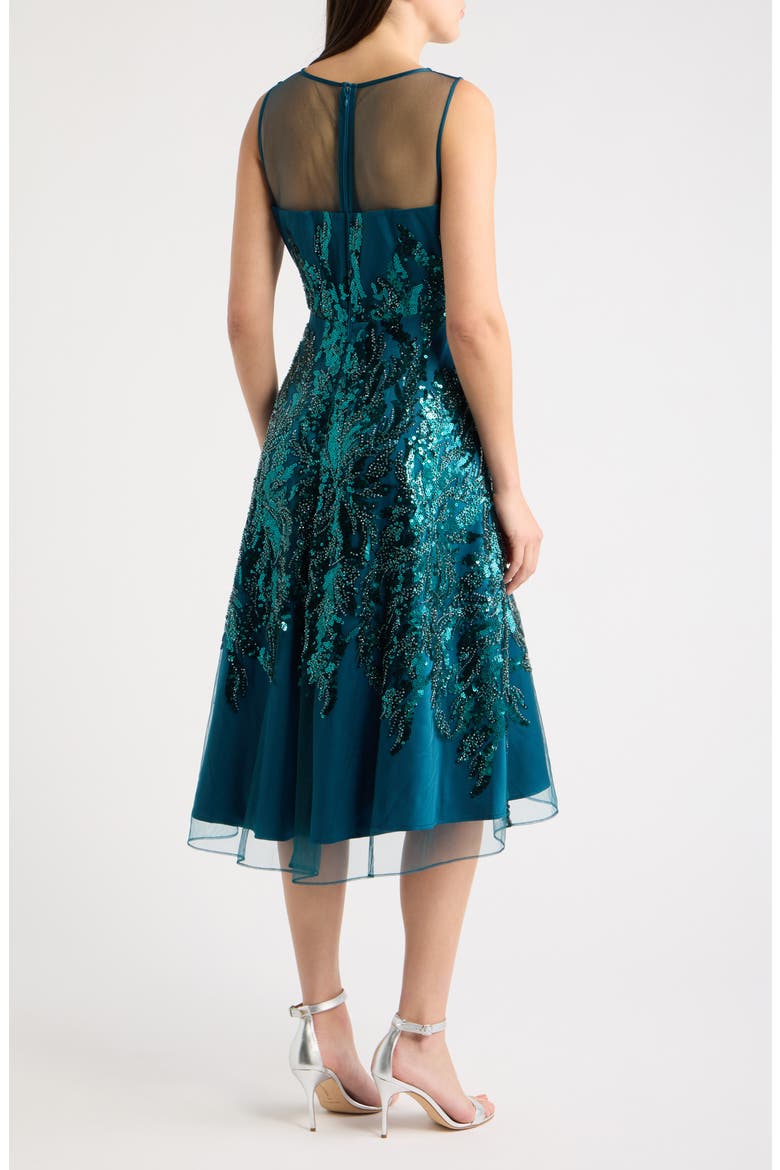 Illusion Sequin Sleeveless Cocktail Dress, Alternate, color, JEWEL