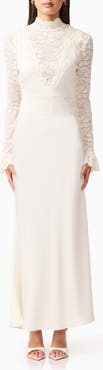 Elliatt Margot Lace Inset Long Sleeve Gown