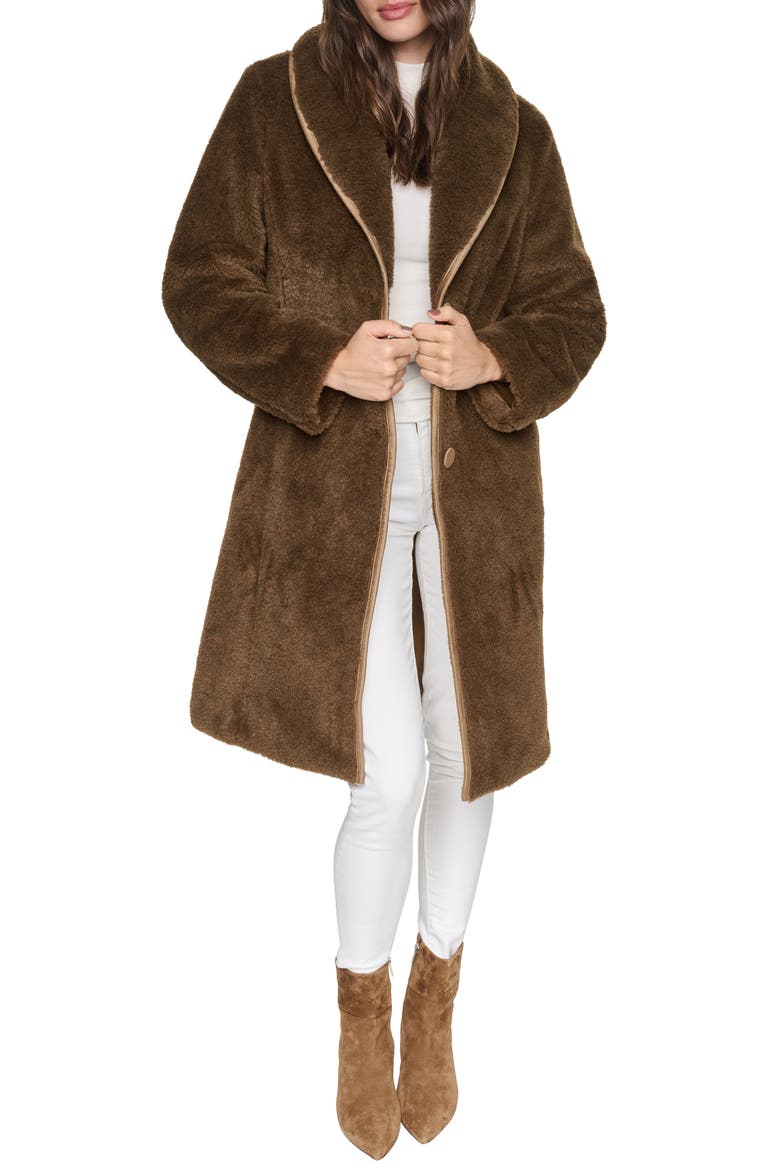 Edessa Faux Fur Coat, Alternate, color, BRASS