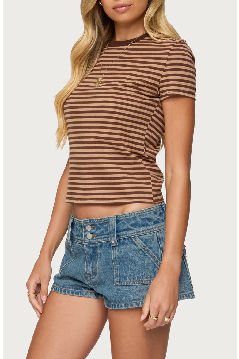 Nessie Stripe T-Shirt, Alternate, color, BROWN