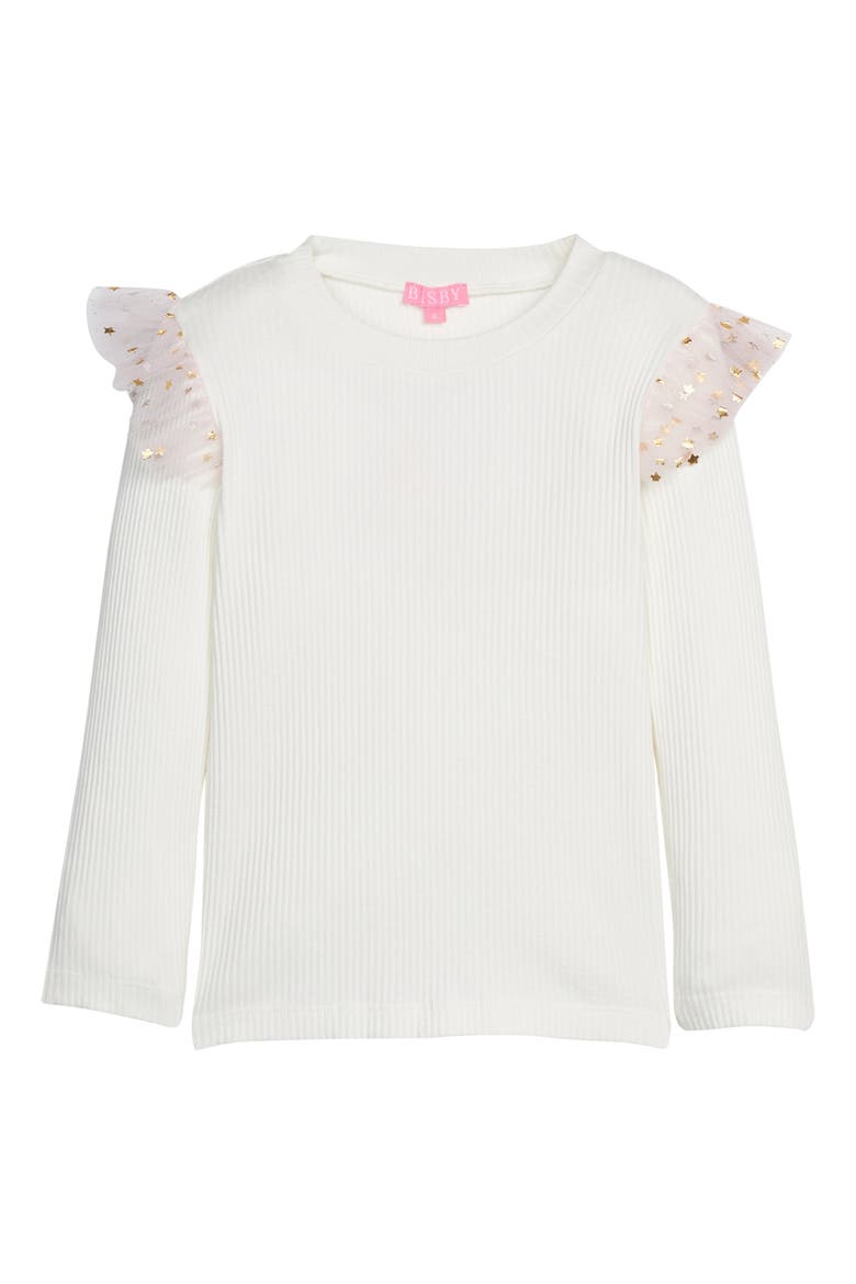 Kids' Ruffle Sleeve Sadie Top, Alternate, color, Pink & Gold Sparkle Stars