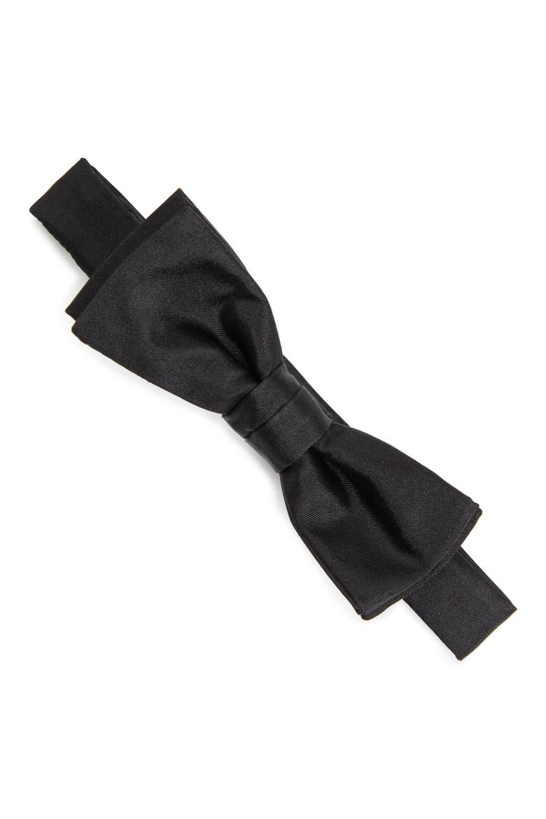 Pre-Tied Silk Bow Tie, Main, color, BLACK