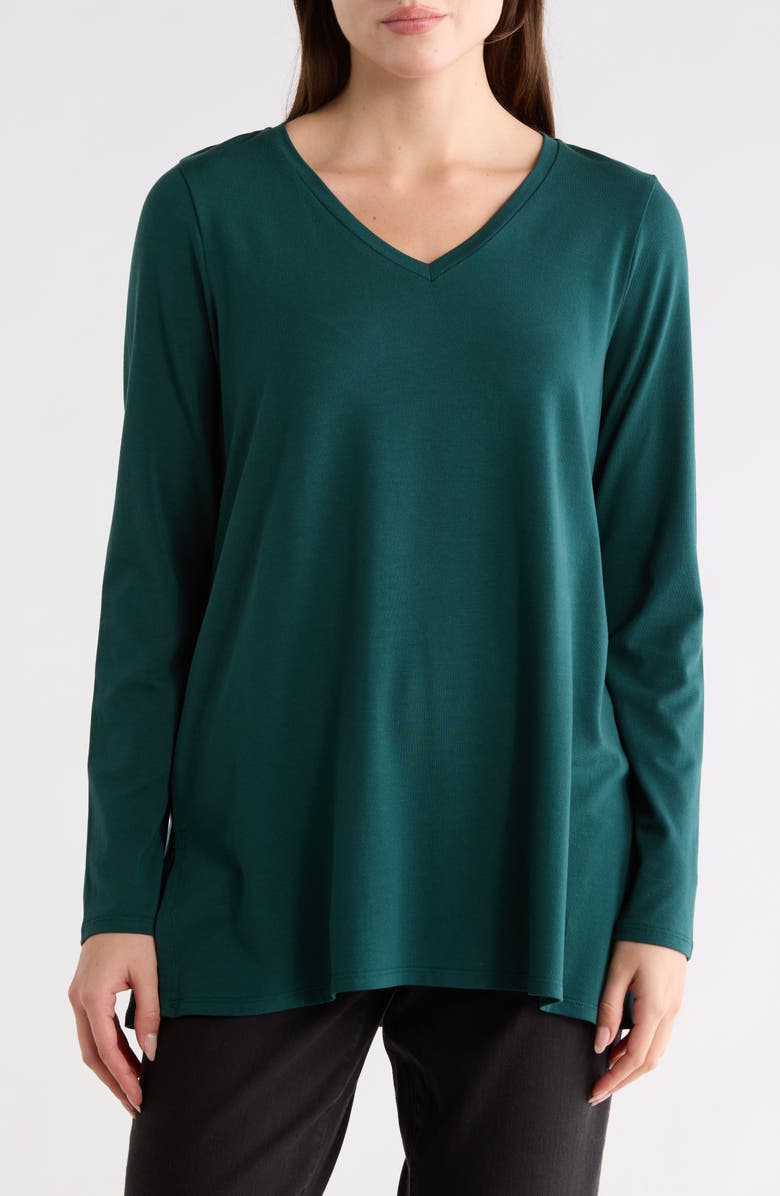 Eileen Fisher V-Neck Long Sleeve Tunic, Main, color, Pine