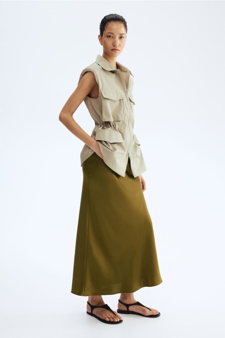 Midi Skirt, Alternate, color, Olive green