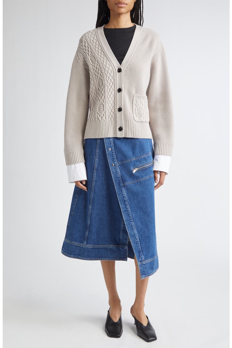 Wool Cable Cardigan, Alternate, color, OYSTER