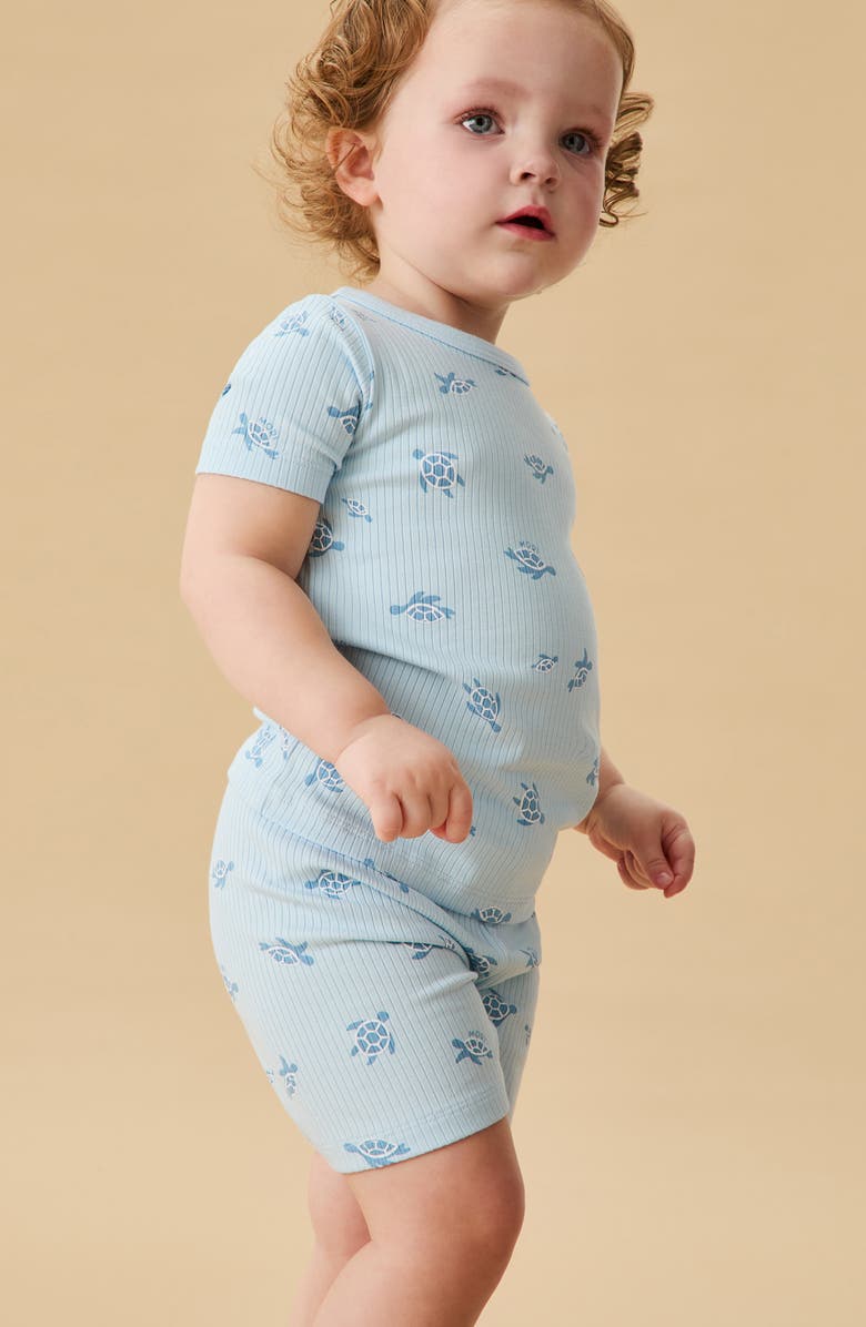 MORI Turtle Print Fitted Two-Piece Short Pajamas, Alternate, color, 