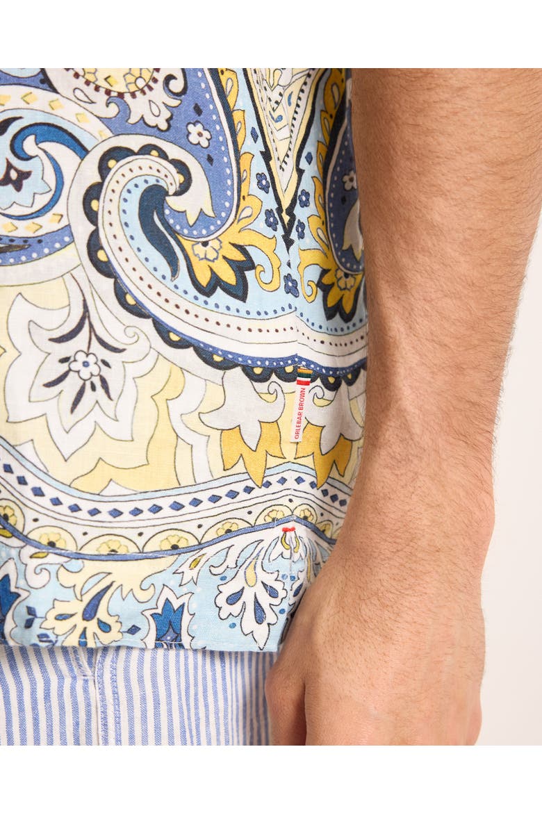 Vincent Linen Relaxed Fit Overhead Linen Shirt with Fairground Print, Alternate, color, Multi/Blue