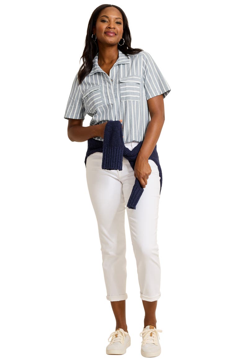 Chambray Stripe Utility Shirt, Alternate, color, INDIGO