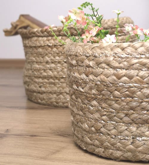Nattiot Set Of 3 Baskets Abha In Gold