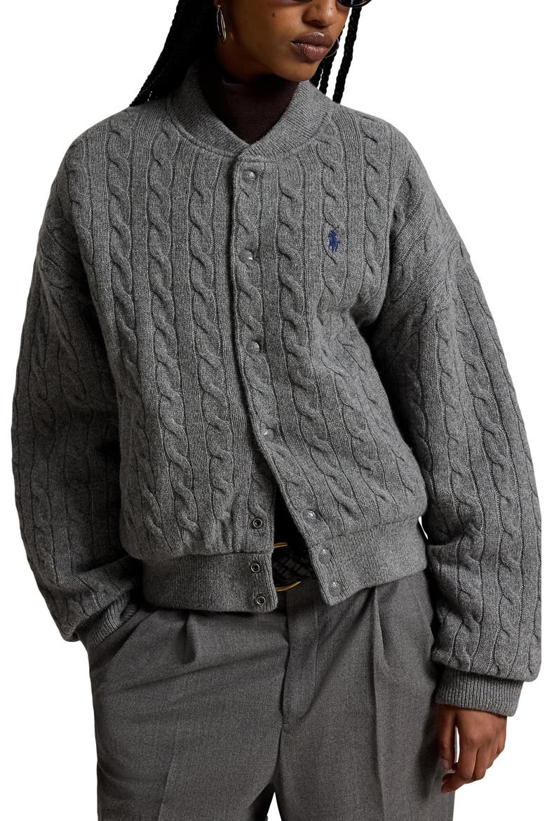 Wool & Cashmere Bomber Jacket, Main, color, FLANNEL GREY HEATHER