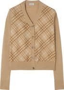Burberry Check Panel Wool Silk Cardigan