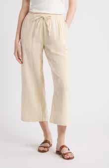 Caslon® Wide Leg Crop Cotton Gauze Pants
