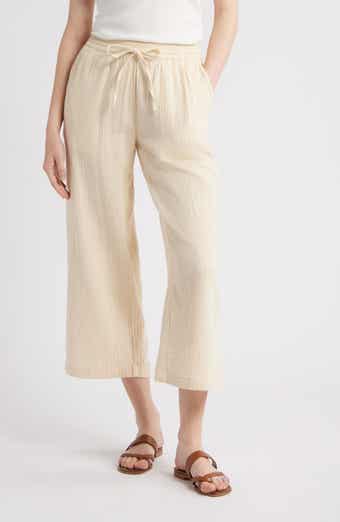 Caslon® Wide Leg Crop Cotton Gauze Pants