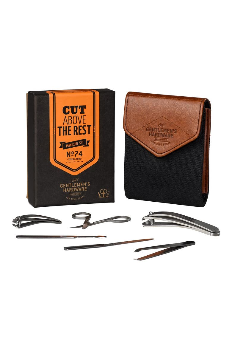 Gentleman's Hardware Manicure Set, Main, color, BLACK