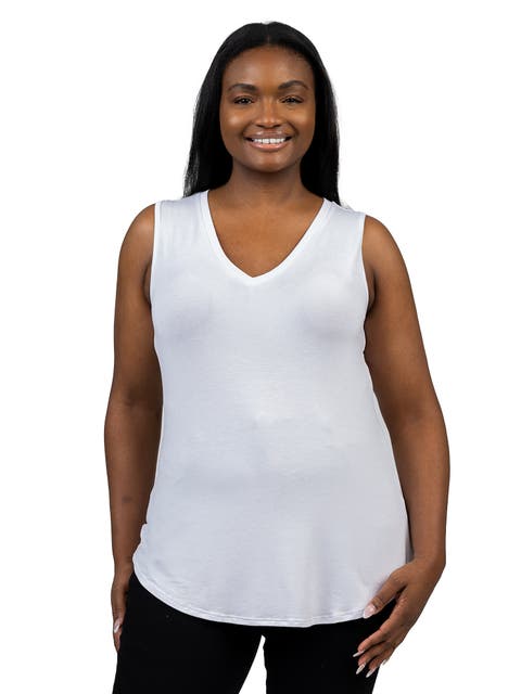 Plus Size V Neck Sleeveless Rounded Hemline Top