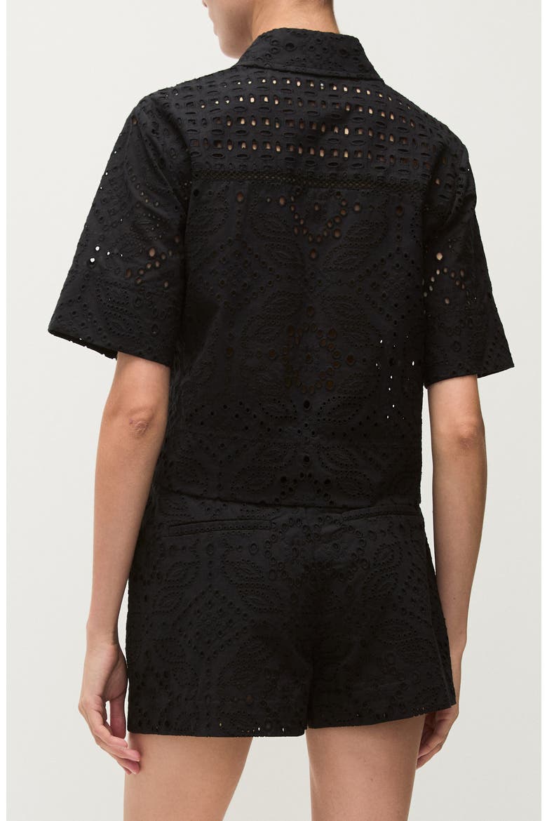 Spruce Cotton Eyelet Button-Up Shirt, Alternate, color, BLACK
