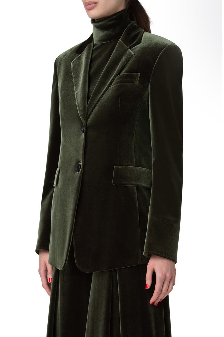 Taddeo Stretch Velvet Jacket, Alternate, color, KALE GREEN