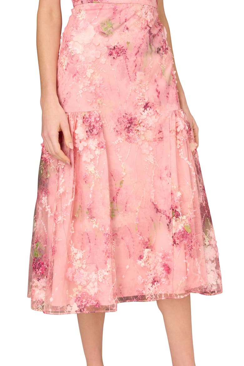 3D Embroidered Midi Dress, Alternate, color, PINK MULTI