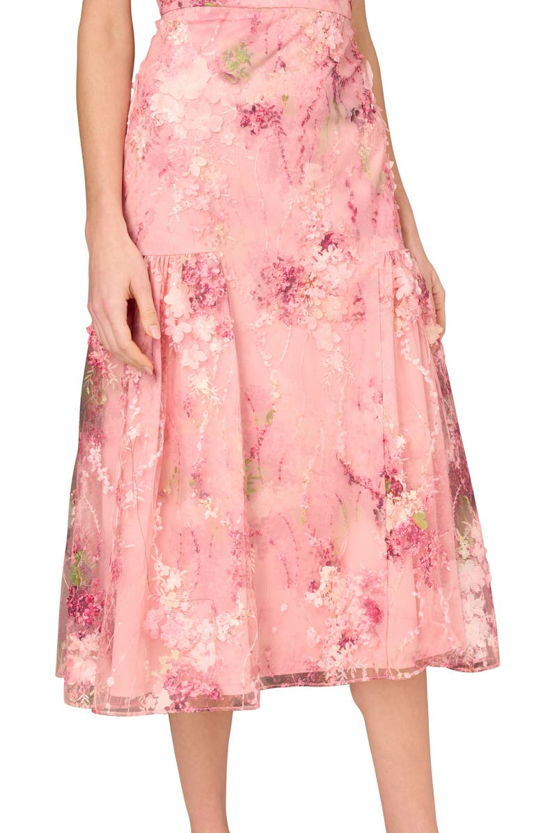 Aidan Mattox by Adrianna Papell 3D Embroidered Midi Dress, Alternate, color, 