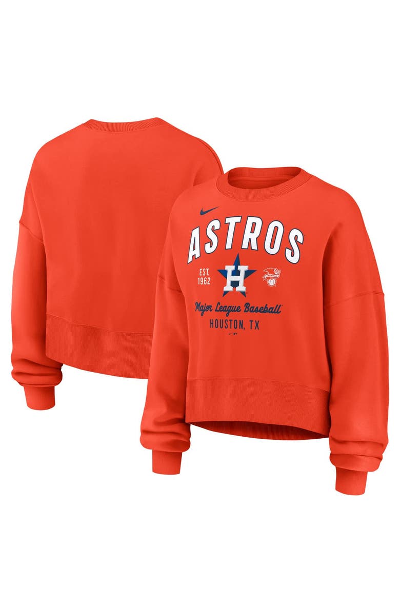 Nike Women's Nike Orange Houston Astros Oversized High Hip Pullover Sweatshirt, Main, color, Orange