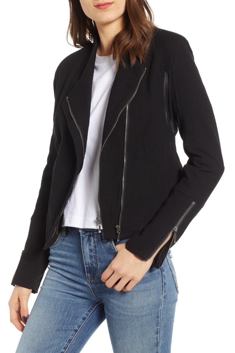Mesh Detail Crepe Jacket, Main, color, SIN CITY