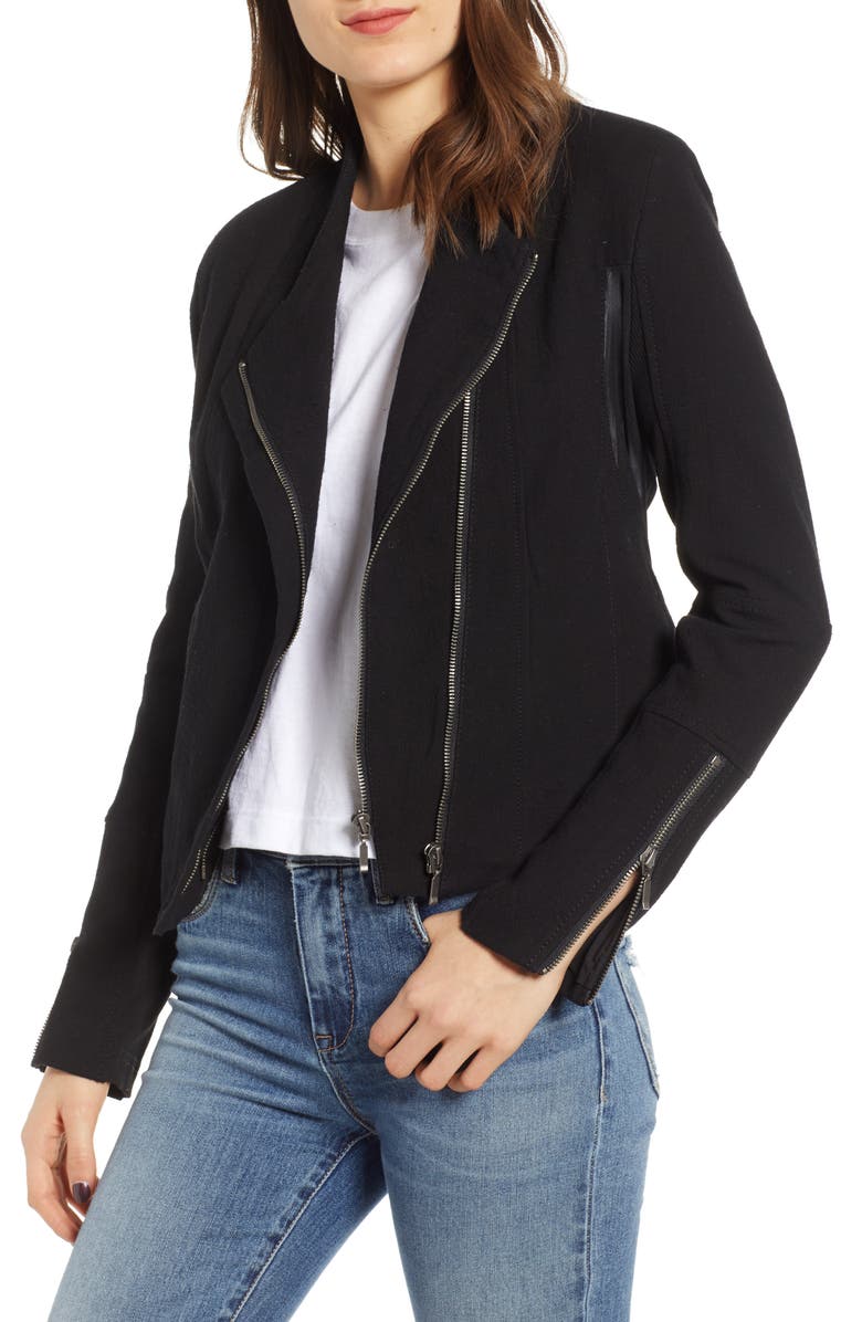 BLANKNYC Mesh Detail Crepe Jacket, Main, color, 