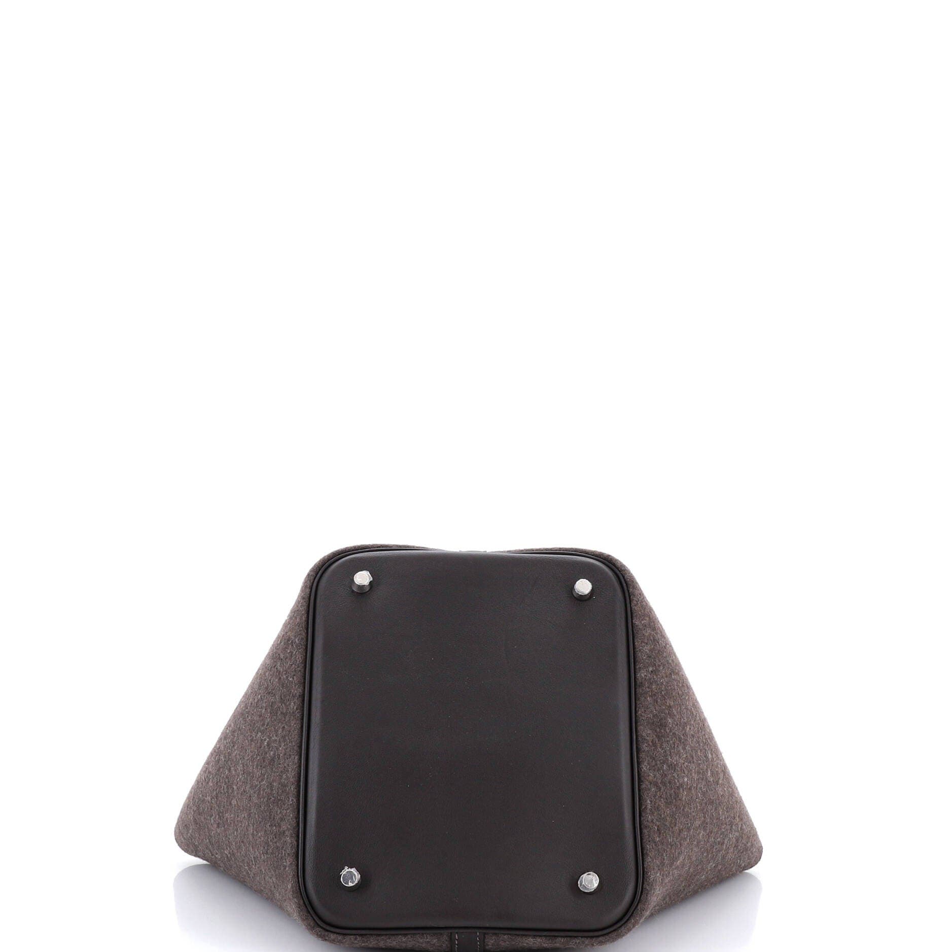 Pre-Owned Hermes Picotin Lock Bag Felt with Leather MM, Alternate, color, Ebene