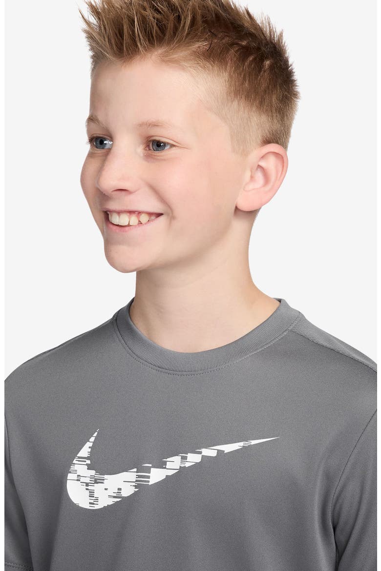 Kids' Dri-FIT Short Sleeve Training Top, Alternate, color, SMOKE GREY/ SMOKE GREY/ WHITE