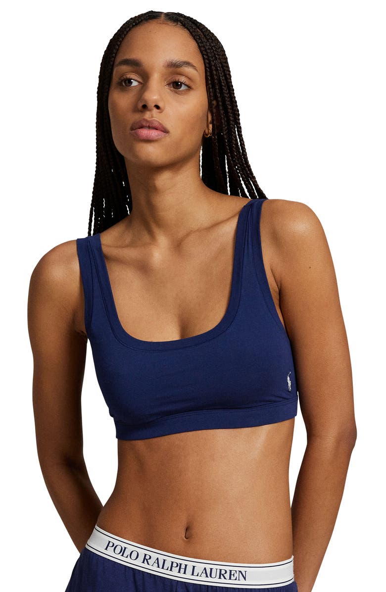Polo Ralph Lauren Logo Embroidered Bralette, Alternate, color, Navy