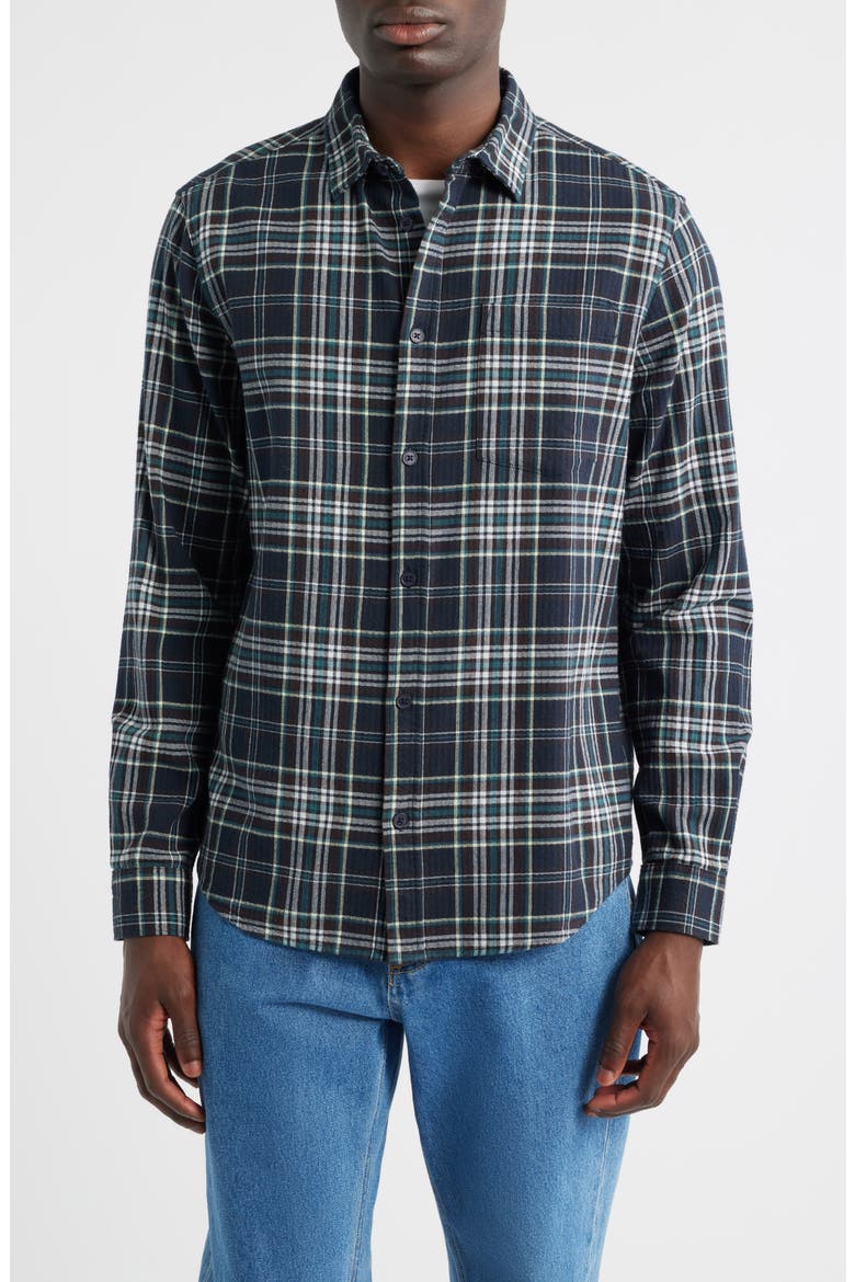 Shelly Seersucker Button-Up Shirt, Main, color, NAVY / MULTI