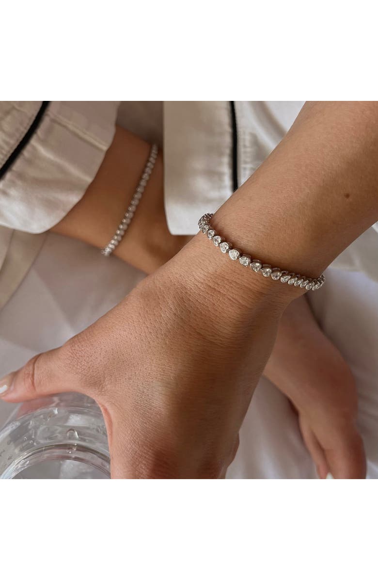 Leni James The Marie Heart Bezel Tennis Bracelet, Alternate, color, Silver