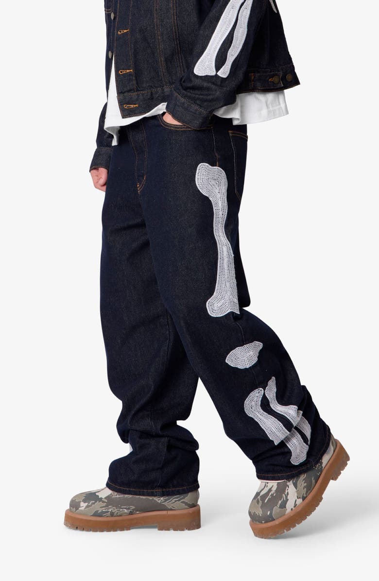 mnml Raw Skeleton Ultra Baggy Jeans, Alternate, color,
