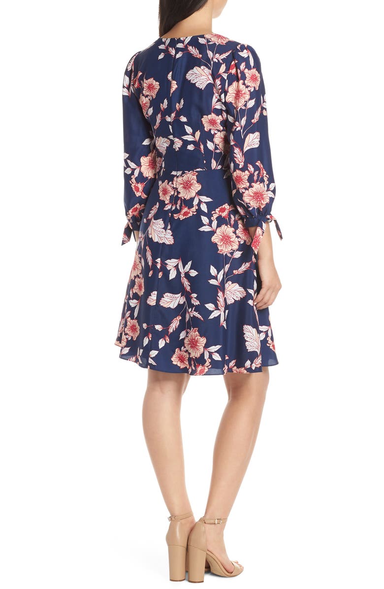 Eliza J Floral Print Faux Wrap Dress, Alternate, color,
