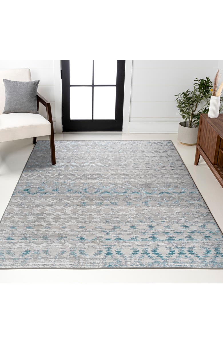 JONATHAN Y Ancient Faded Trellis Area Rug, Alternate, color, Gray/Turquoise