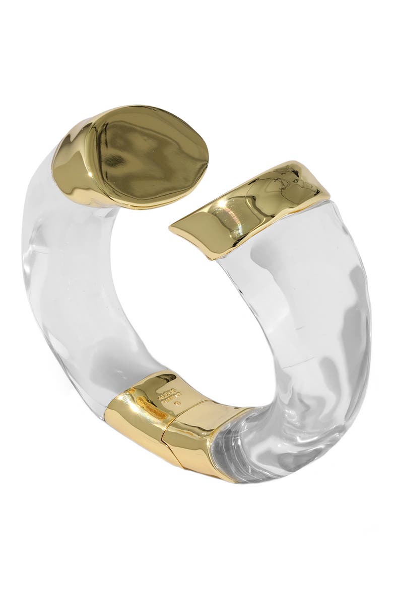 Liquid Lucite Large Capped Hinge Cuff, Alternate, color, GOLD/ CLEAR