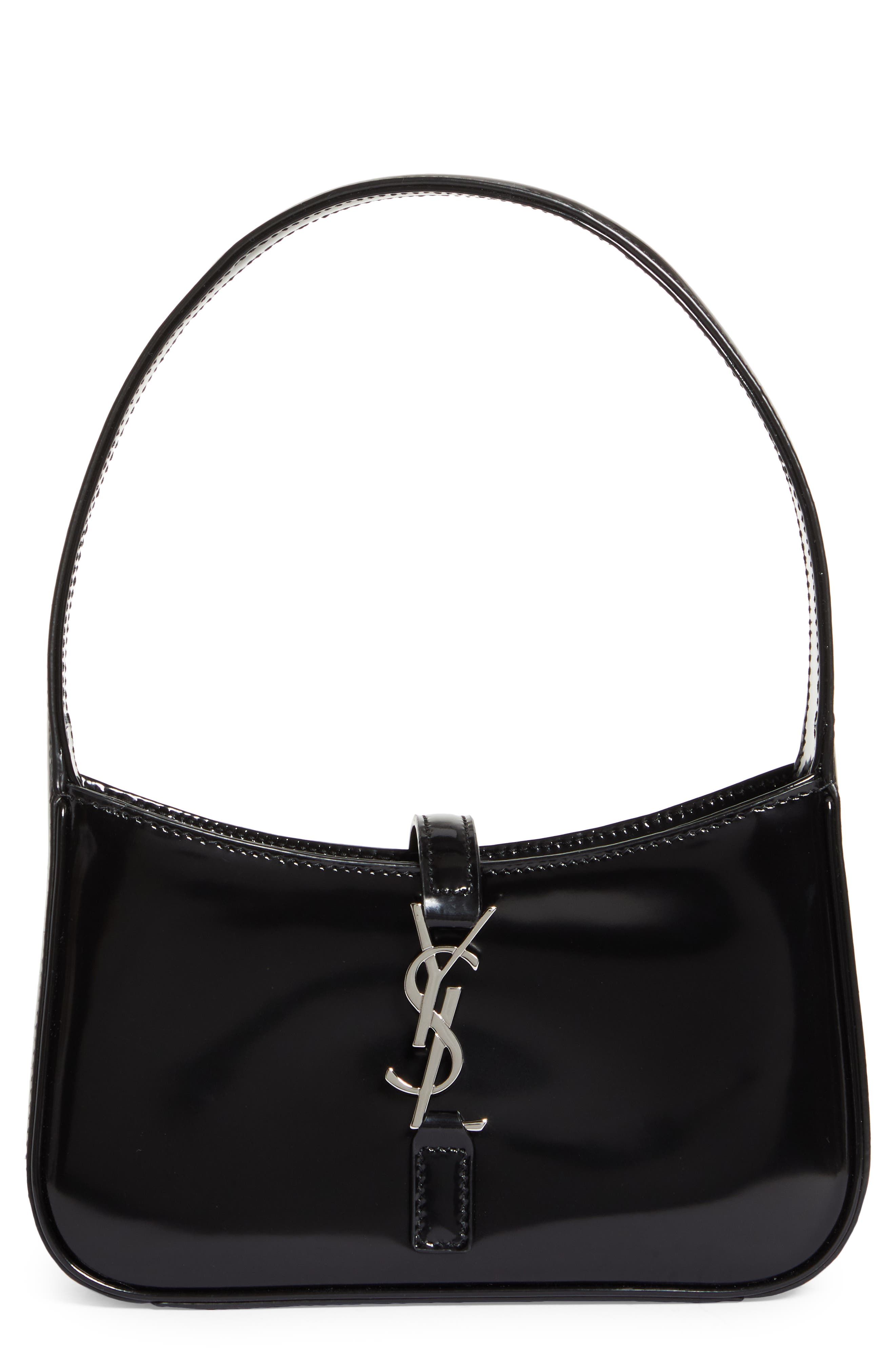 Saint Laurent Mini Le 5 à 7 Glossy Leather Shoulder Bag, Main, color, 
