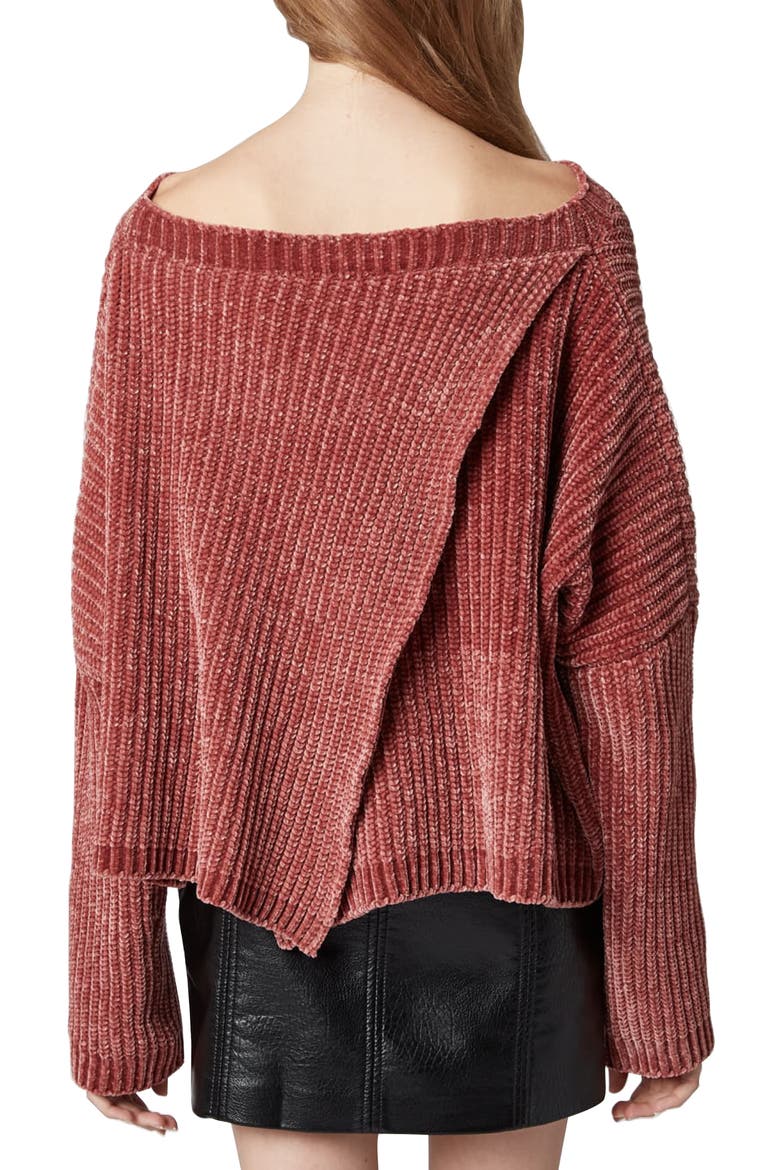 Chenille Off the Shoulder Sweater, Alternate, color, ROSE QUARTZ