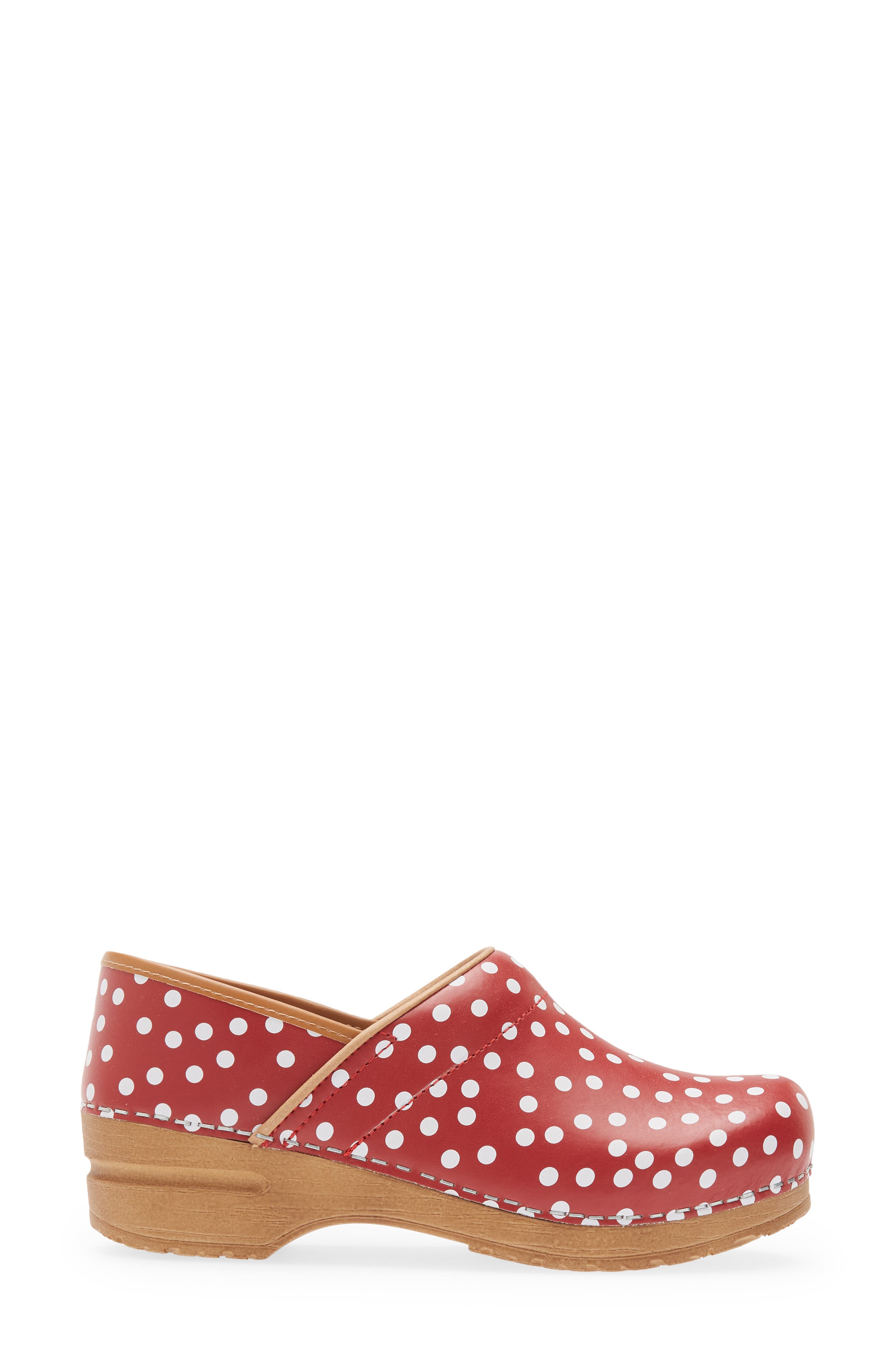 Roxbury Polka Dot Clog, Alternate, color, RED