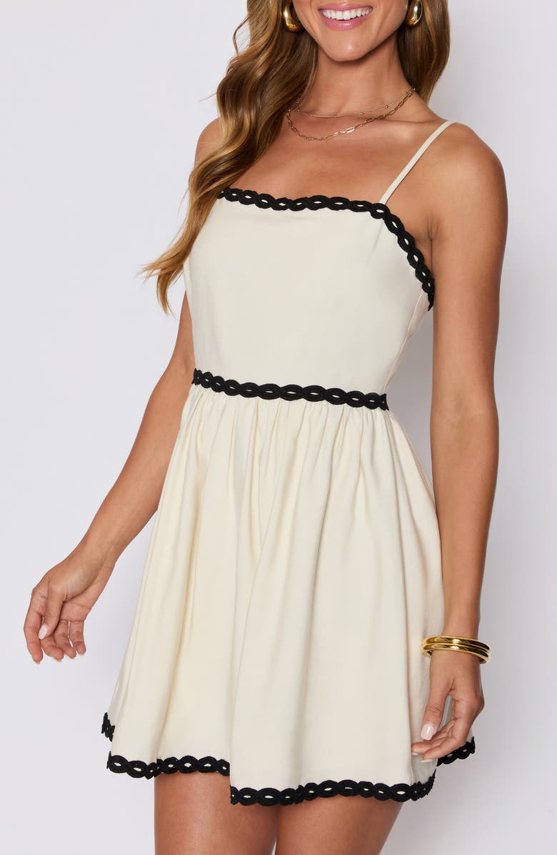 VICI Collection Selena Contrast Trim Fit & Flare Minidress, Alternate, color, Cream/ Black