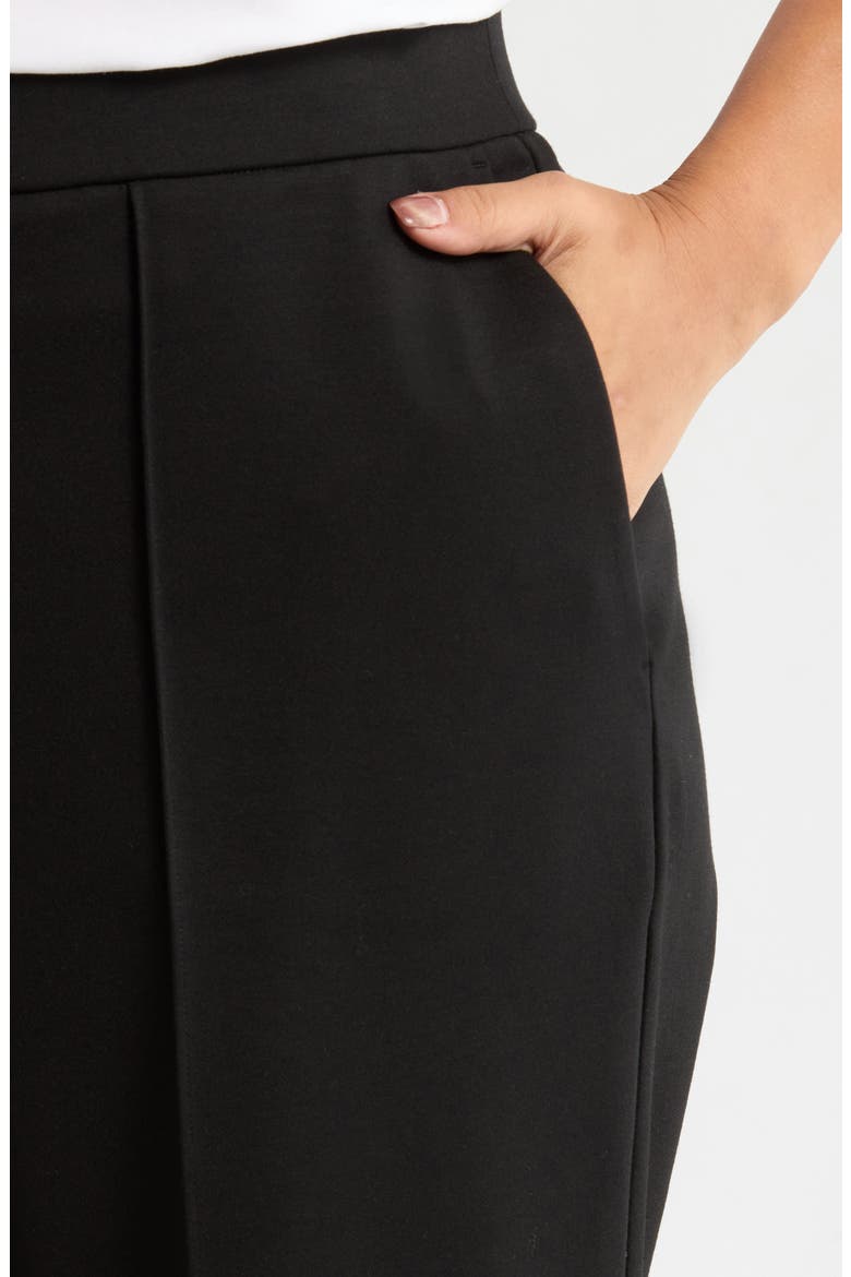 High Waist Double Knit Straight Leg Pants, Alternate, color, BLACK